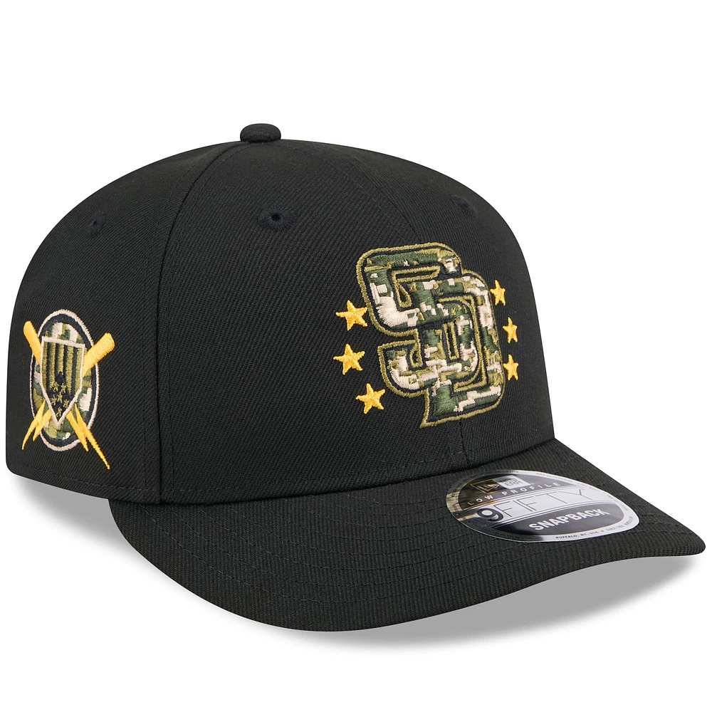 Men's New Era Black San Diego Padres 2024 Armed Forces Day Low Profile 9FIFTY Snapback Hat
