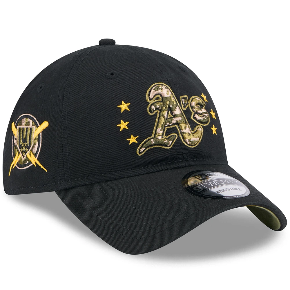 Men's New Era  Black Oakland Athletics 2024 Armed Forces Day 9TWENTY Adjustable Hat