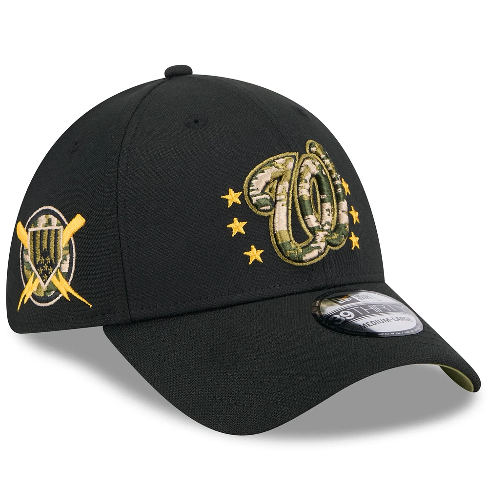 Men's New Era  Black Washington Nationals 2024 Armed Forces Day 39THIRTY Flex Hat