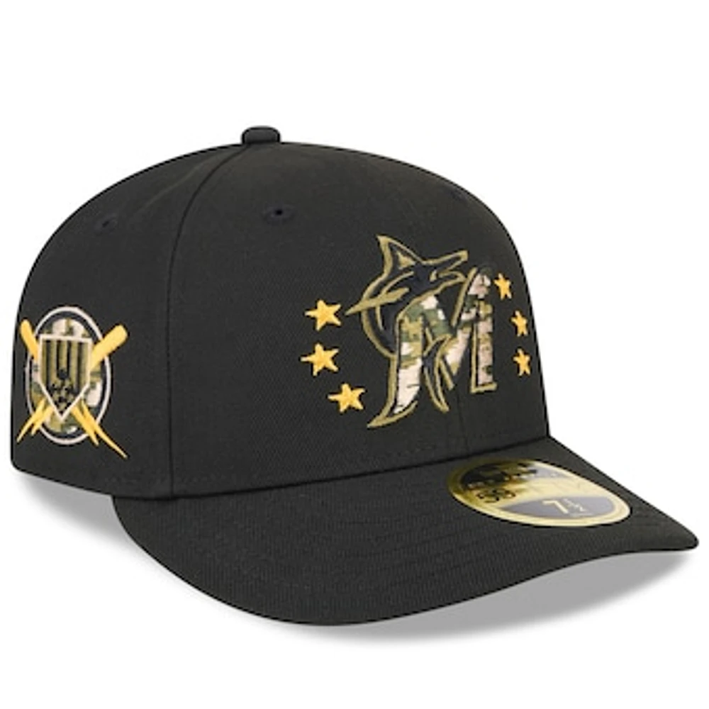 Men's New Era  Black Miami Marlins 2024 Armed Forces Day Low Profile 59FIFTY Fitted Hat