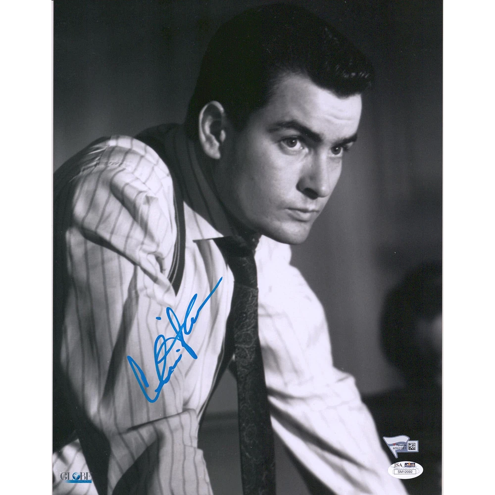 Charlie Sheen Wall Street Autographed 11" x 14" Photograph - JSA