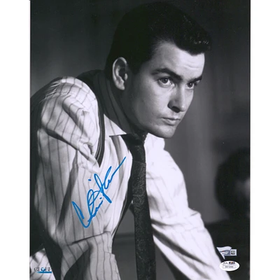 Charlie Sheen Wall Street Autographed 11" x 14" Photograph - JSA