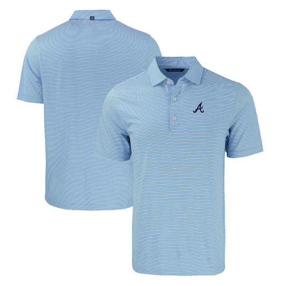 Men's Cutter & Buck Light Blue/White Atlanta Braves Big Tall Forge Eco Double Stripe Stretch Recycled Polo