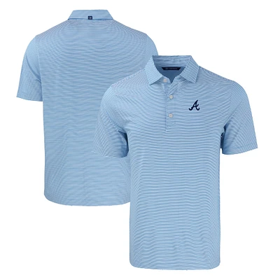 Men's Cutter & Buck Light Blue/White Atlanta Braves Big Tall Forge Eco Double Stripe Stretch Recycled Polo