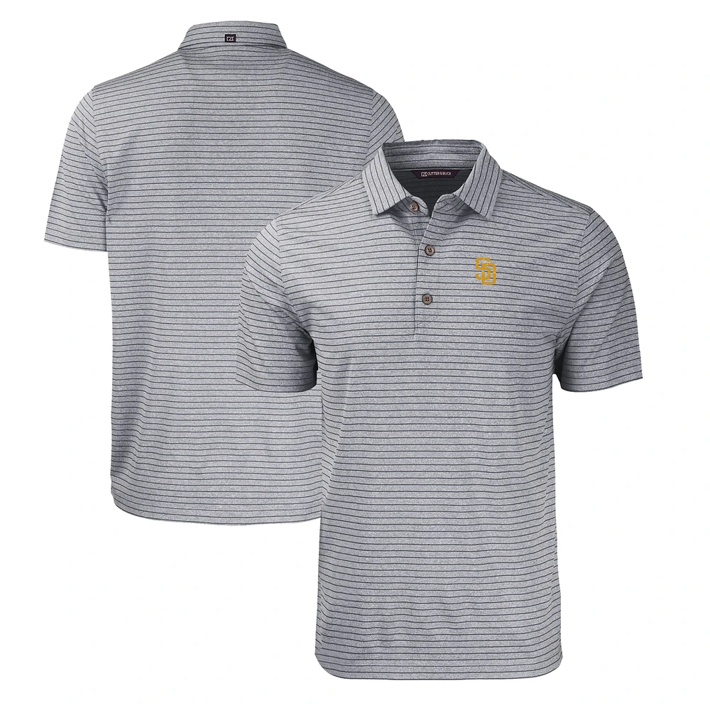 Men's Cutter & Buck Heather Black San Diego Padres Big Tall Forge Eco Heathered Stripe Stretch Recycled Polo