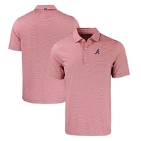 Men's Cutter & Buck Red/White Atlanta Braves Big Tall Forge Eco Double Stripe Stretch Recycled Polo