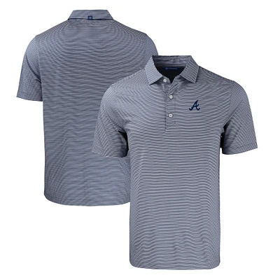 Men's Cutter & Buck Navy/White Atlanta Braves Big Tall Forge Eco Double Stripe Stretch Recycled Polo