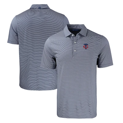 Men's Cutter & Buck Navy/White Minnesota Twins Big Tall Forge Eco Double Stripe Stretch Recycled Polo