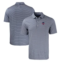 Men's Cutter & Buck Navy/White Minnesota Twins Big Tall Forge Eco Double Stripe Stretch Recycled Polo