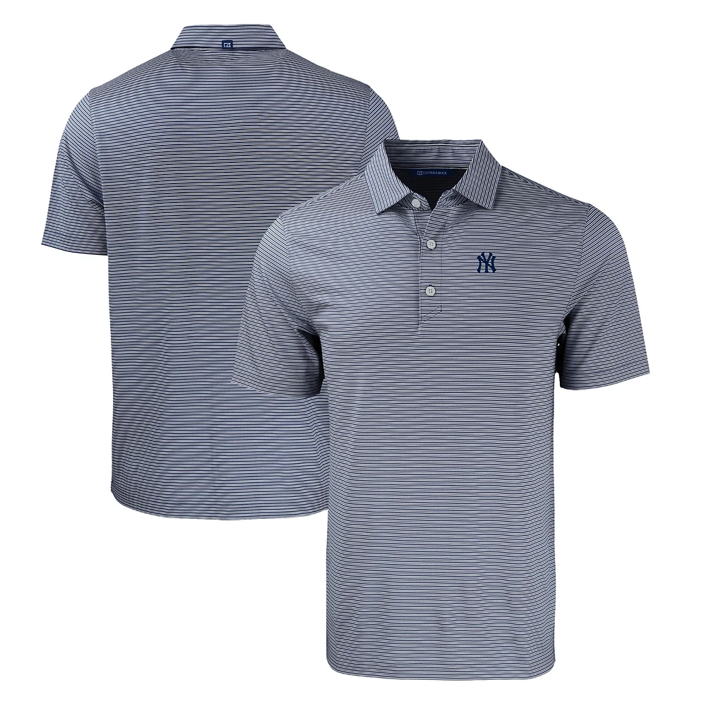 Men's Cutter & Buck Navy/White New York Yankees Big & Tall Forge Eco Double Stripe Stretch Recycled Polo