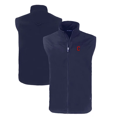 Men's Cutter & Buck Navy Cleveland Guardians Big & Tall Charter Eco Full-Zip Vest