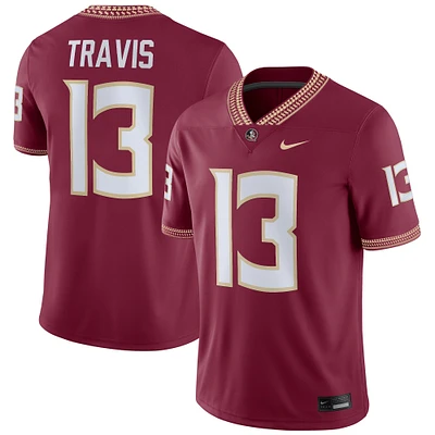 Men's Nike Jordan Travis Garnet Florida State Seminoles NIL Football Game Jersey