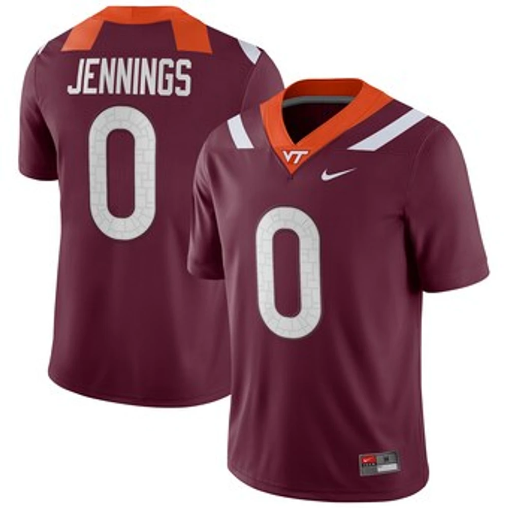 Men's Nike Ali Jennings Maroon Virginia Tech Hokies NIL Football Game Jersey