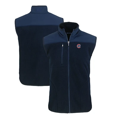 Men's Cutter & Buck Navy Chicago Cubs Cascade Eco Sherpa Fleece Full-Zip Vest