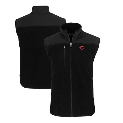 Men's Cutter & Buck Black Cincinnati Reds Cascade Eco Sherpa Fleece Full-Zip Vest