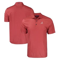 Men's Cutter & Buck Red Atlanta Braves Pike Eco Tonal Geo Print Stretch Recycled Polo