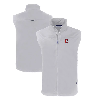 Men's Cutter & Buck Gray Cleveland Guardians Charter Eco Recycled Full-Zip Vest