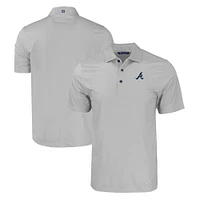 Men's Cutter & Buck Gray Atlanta Braves Pike Eco Tonal Geo Print Stretch Recycled Polo