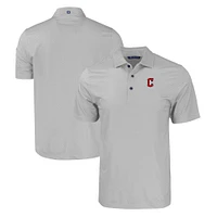 Men's Cutter & Buck Gray Cleveland Guardians Pike Eco Tonal Geo Print Stretch Recycled Polo