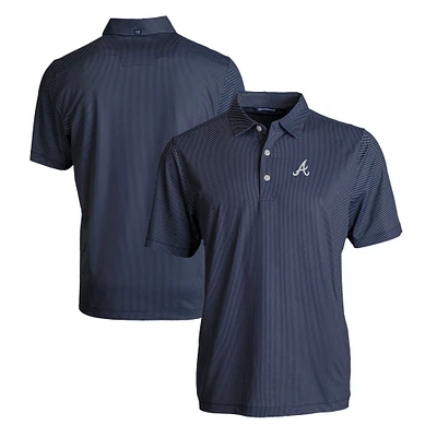 Men's Cutter & Buck Navy/White Atlanta Braves Pike Eco Symmetry Print Stretch Recycled Polo