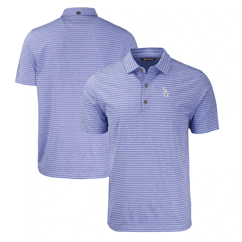 Men's Cutter & Buck Heather Royal Los Angeles Dodgers Forge Eco Heathered Stripe Stretch Recycled Polo