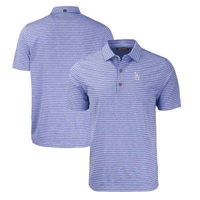 Men's Cutter & Buck Heather Royal Los Angeles Dodgers Forge Eco Heathered Stripe Stretch Recycled Polo