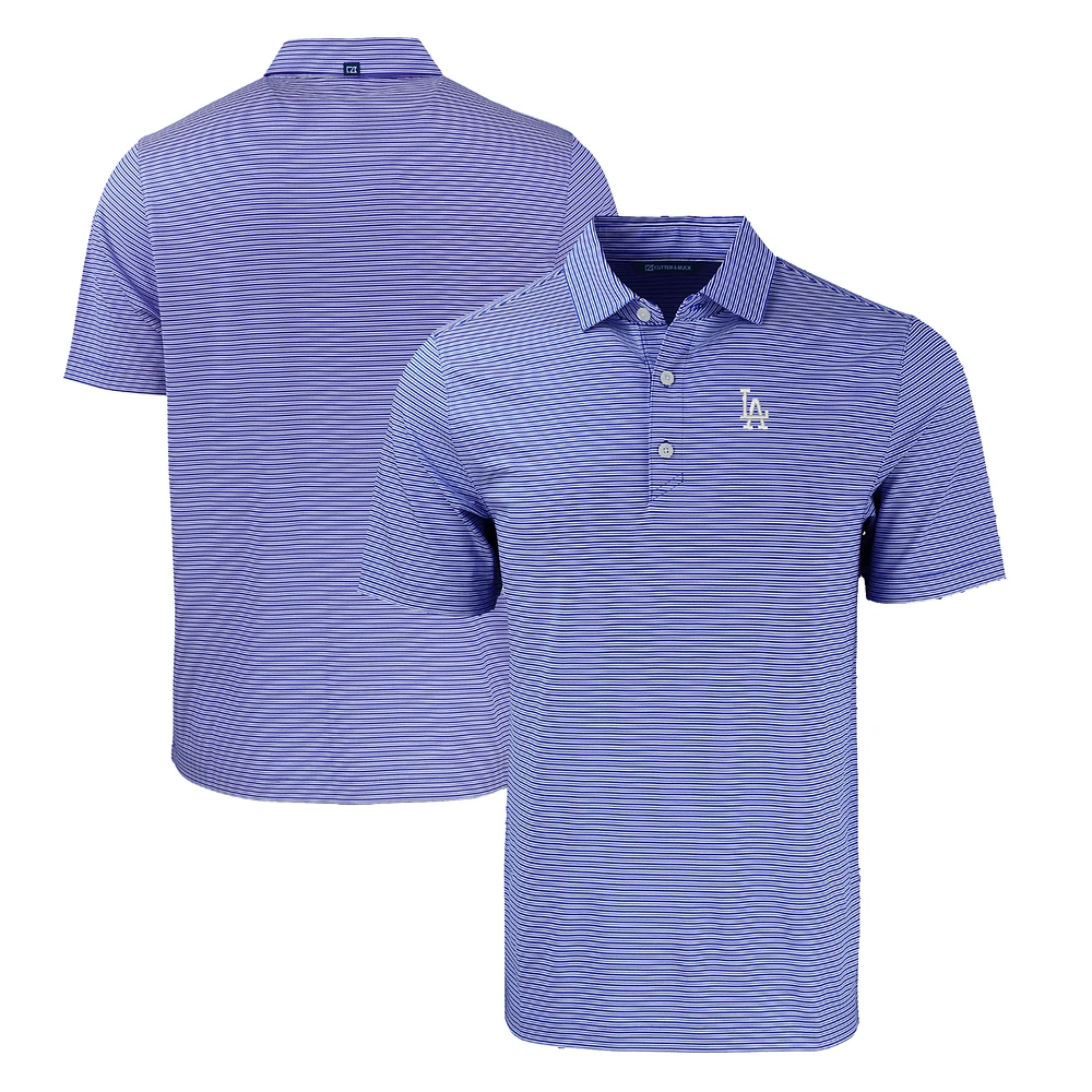 Men's Cutter & Buck Royal/White Los Angeles Dodgers Forge Eco Double Stripe Stretch Recycled Polo