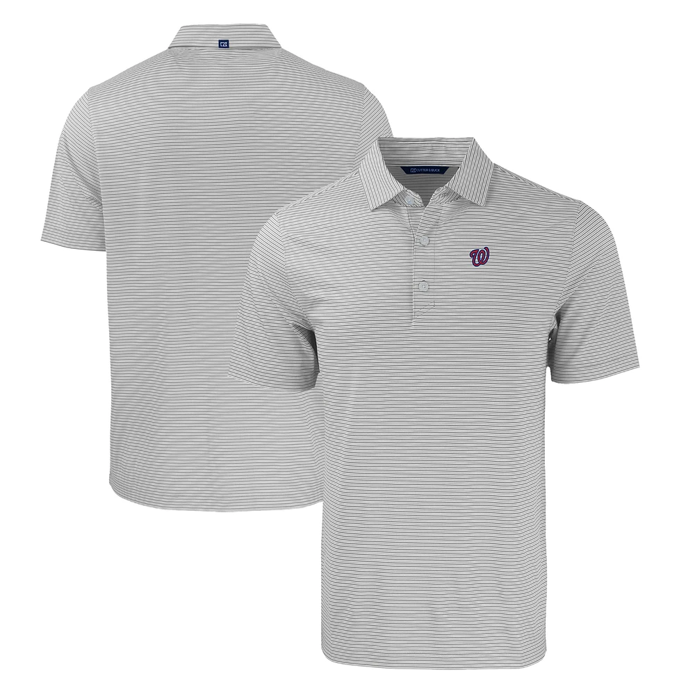 Men's Cutter & Buck Gray/White Washington Nationals Forge Eco Double Stripe Stretch Recycled Polo