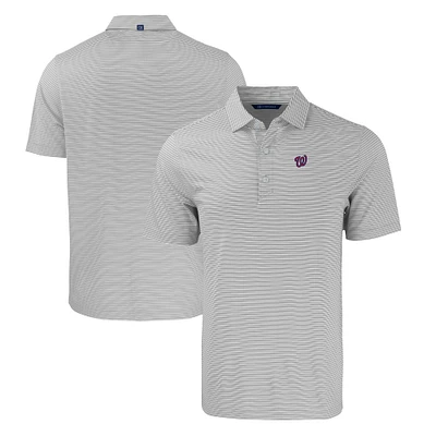 Men's Cutter & Buck Gray/White Washington Nationals Forge Eco Double Stripe Stretch Recycled Polo