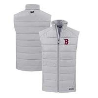Men's Cutter & Buck Gray Boston Red Sox Evoke Hybrid Eco Softshell Recycled Full-Zip Vest