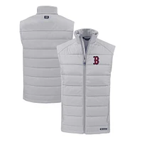 Men's Cutter & Buck Gray Boston Red Sox Evoke Hybrid Eco Softshell Recycled Full-Zip Vest
