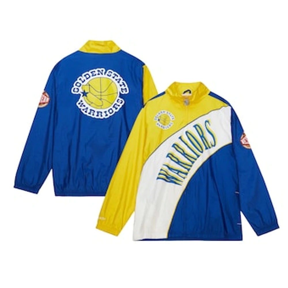 Men's Mitchell & Ness  White Golden State Warriors Hardwood Classics Arched Retro Lined Full-Zip Windbreaker Jacket