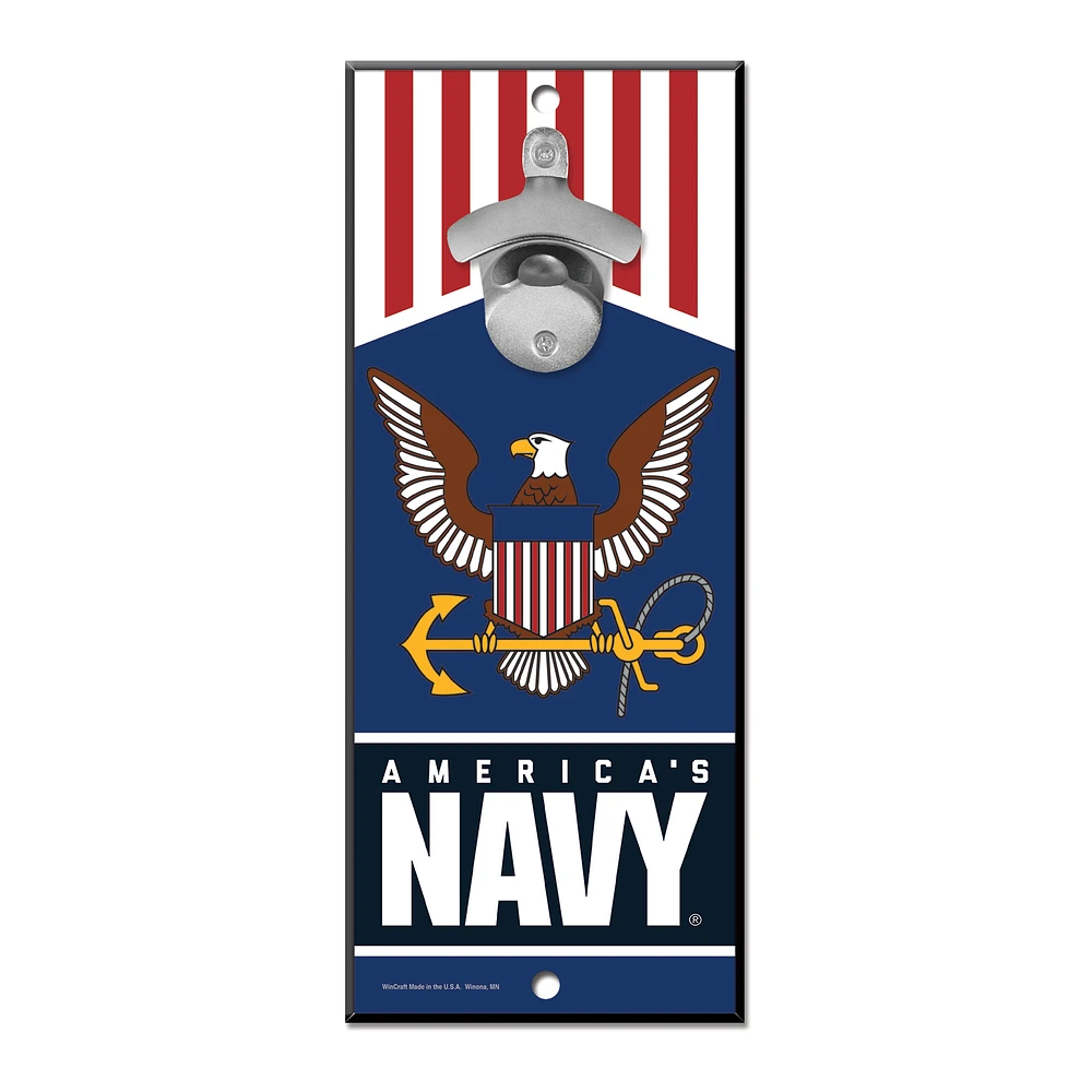 WinCraft  Navy 5" x 12" Bottle Opener Wood Sign