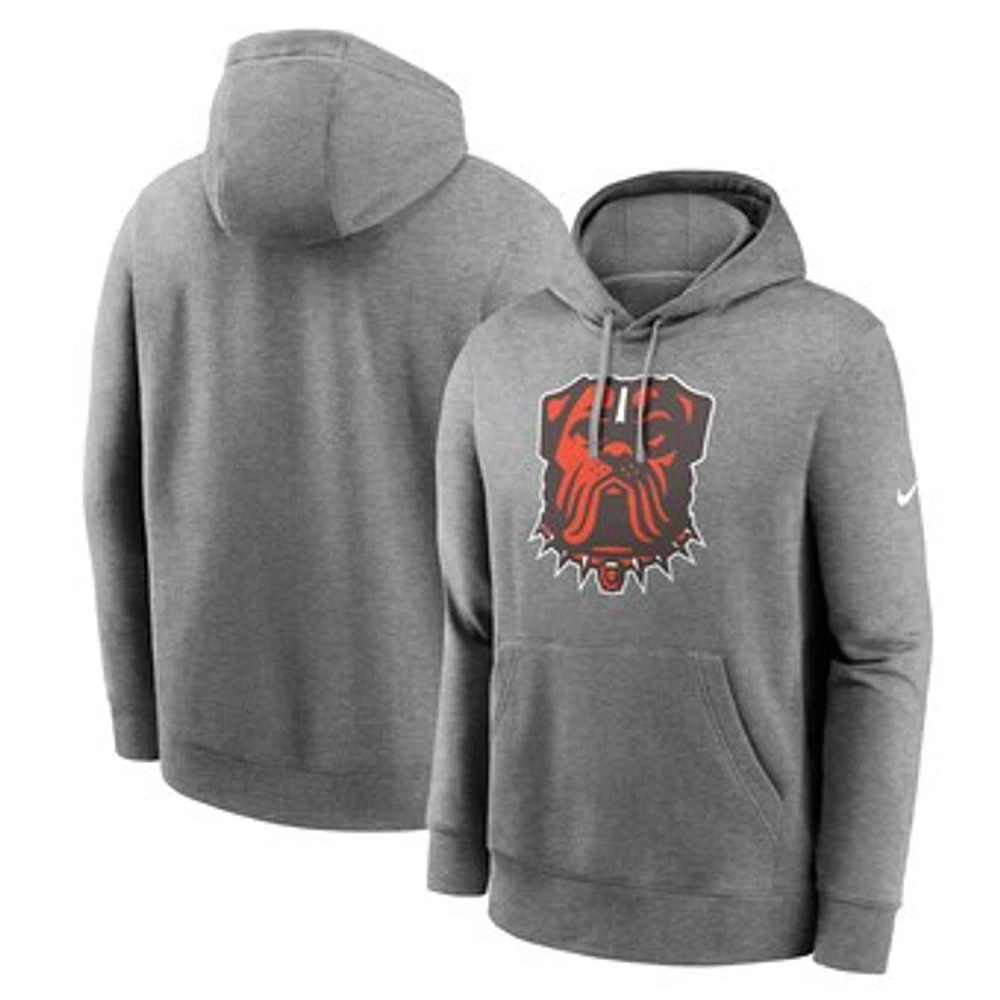 Men's Nike Heather Gray Cleveland Browns Club Logo Pullover Hoodie