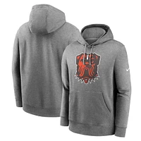 Men's Nike Heather Gray Cleveland Browns Club Logo Pullover Hoodie