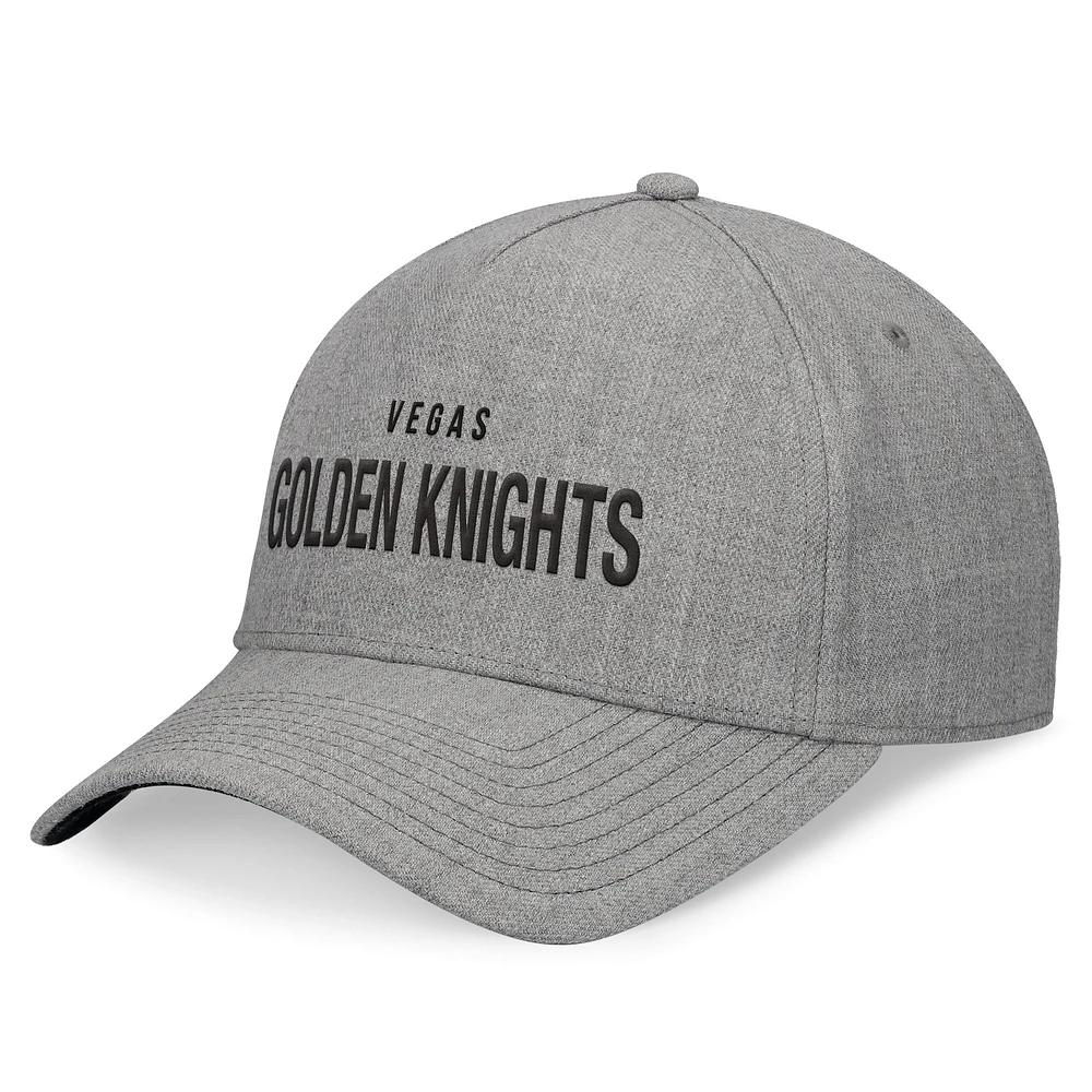 Men's Fanatics Heather Gray Vegas Golden Knights Elements A-Frame Leather Strapback Hat