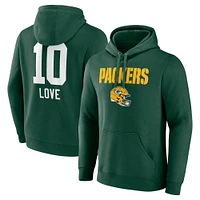 Men's Jordan Love Green Bay Packers Team Wordmark Name & Number Pullover Hoodie