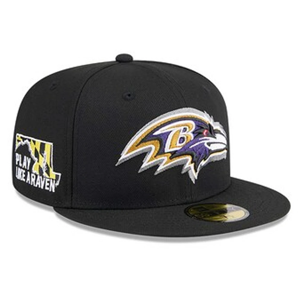 Men's New Era  Black Baltimore Ravens 2024 NFL Draft 59FIFTY Fitted Hat