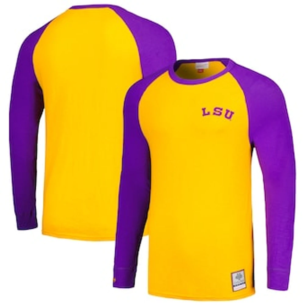 Men's Mitchell & Ness Gold LSU Tigers Legendary Slub Raglan Long Sleeve T-Shirt