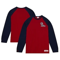 Men's Mitchell & Ness Red Ole Miss Rebels Legendary Slub Raglan Long Sleeve T-Shirt