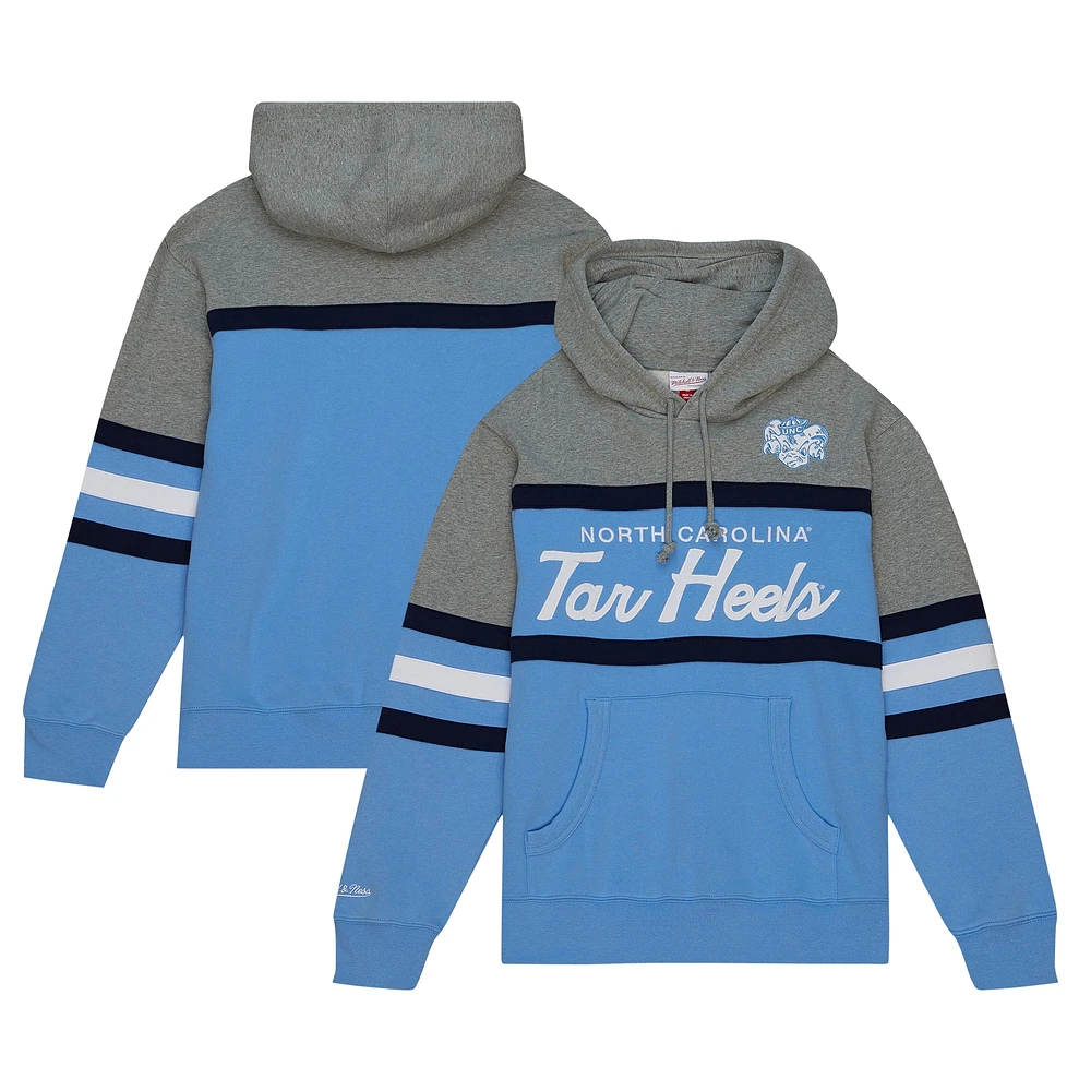 Men's Mitchell & Ness Light Blue North Carolina Tar Heels Head Coach Pullover Hoodie