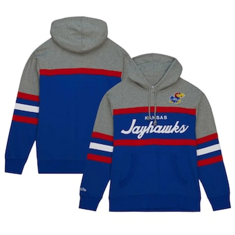 Men's Mitchell & Ness Royal Kansas Jayhawks Head Coach Pullover Hoodie