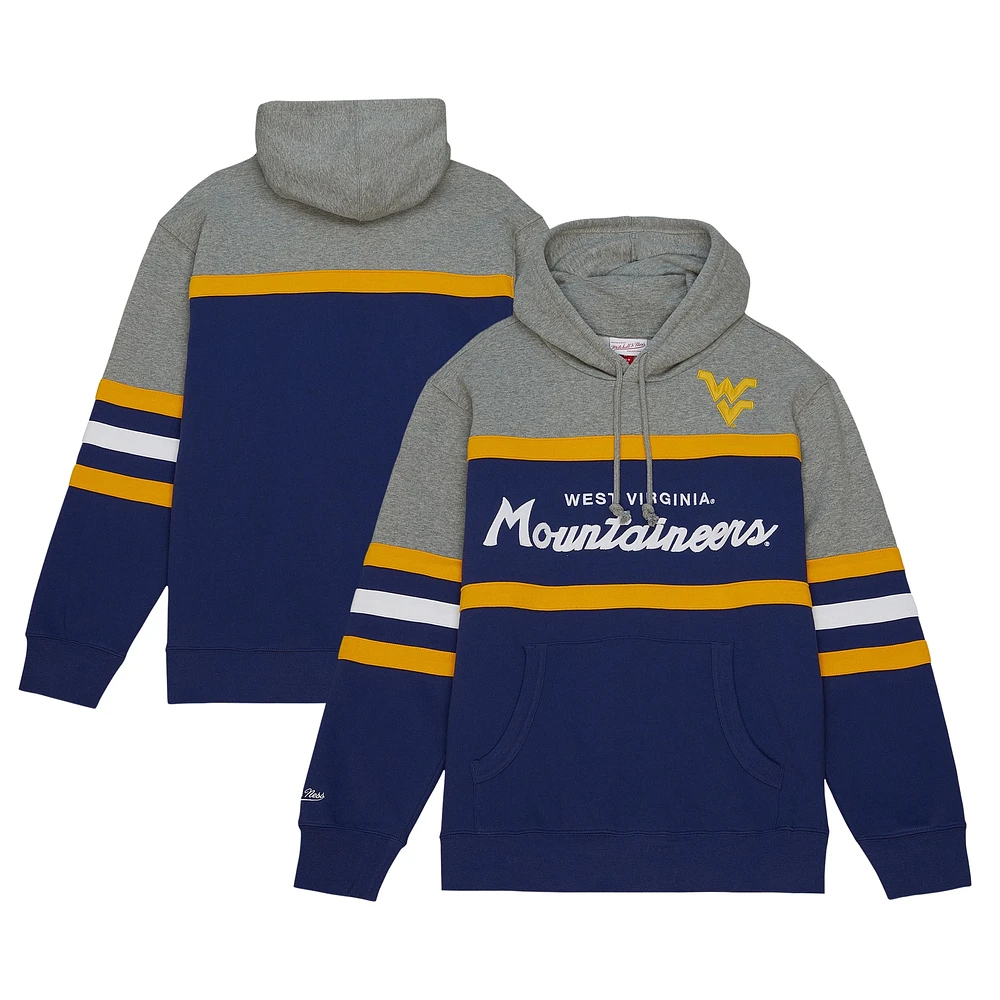 Men's Mitchell & Ness Navy West Virginia Mountaineers Head Coach Pullover Hoodie