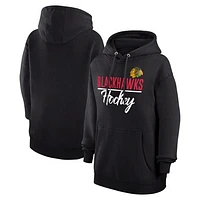 Women's G-III 4Her by Carl Banks Black Chicago Blackhawks  Team Sport Tri-Blend Fleece Hoodie