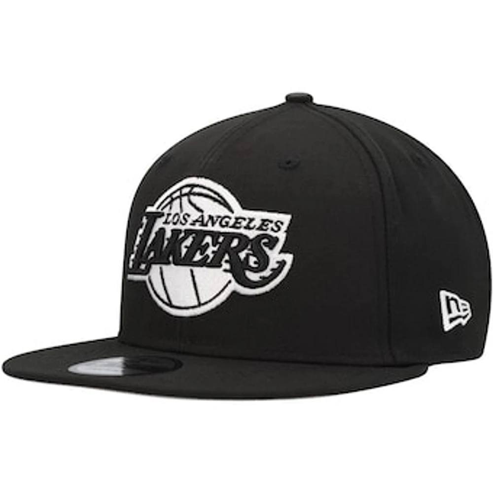 Men's New Era Black Los Angeles Lakers Chainstitch 9FIFTY Snapback Hat