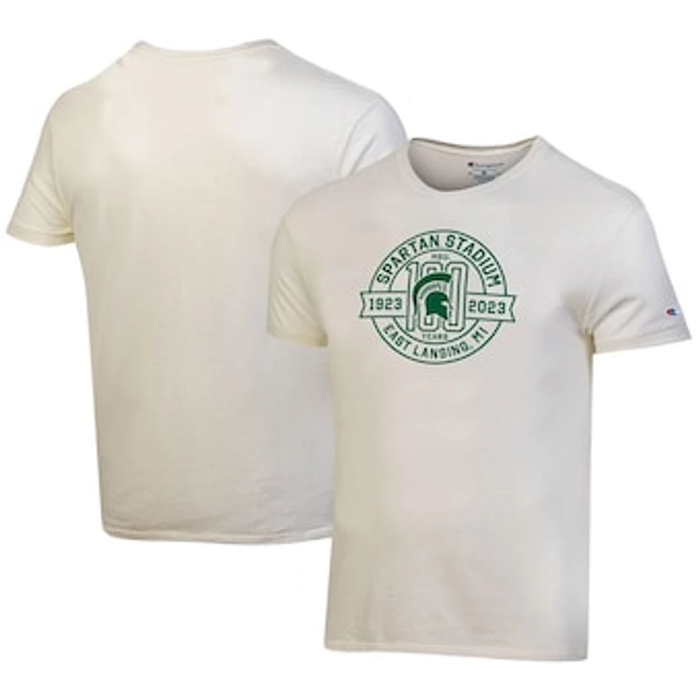 Men's Champion  White Michigan State Spartans 100th Anniversary Spartan Stadium T-Shirt