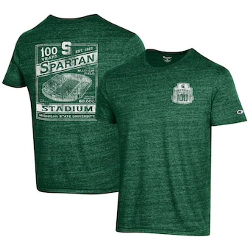 Men's Champion  Green Michigan State Spartans 100th Anniversary Spartan Stadium T-Shirt