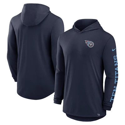 Men's Nike Navy Tennessee Titans Blitz Tri-Blend Performance Long Sleeve Hoodie T-Shirt