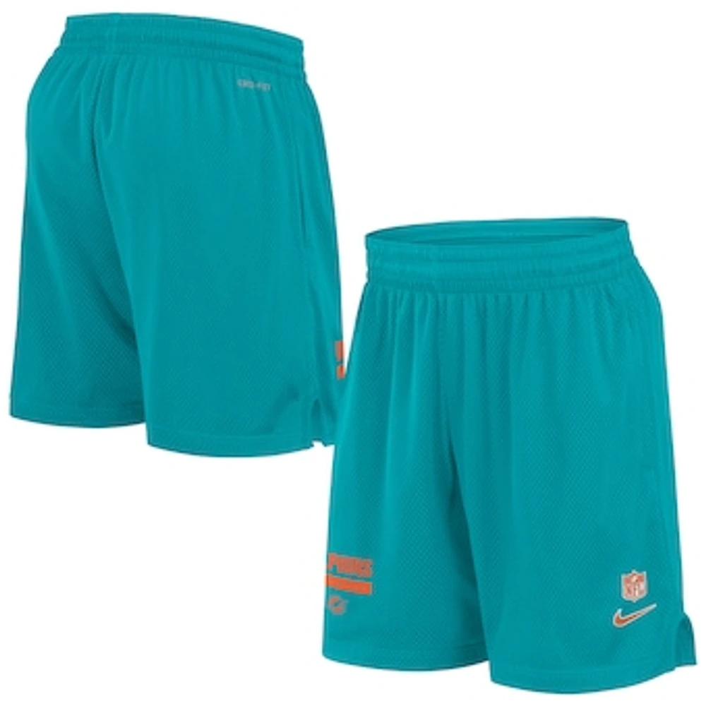 Men's Nike Aqua Miami Dolphins 2024 Sideline Performance Mesh Shorts