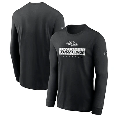 Men's Nike Black Baltimore Ravens Sideline Performance Long Sleeve T-Shirt